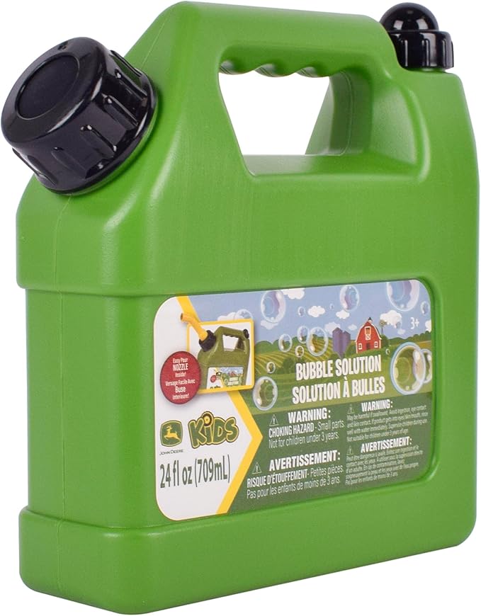 John Deere Bubble Can 24oz Bubble Bottle with Pouring Spout, Outdoor Summer Fun, Bubble Refill
