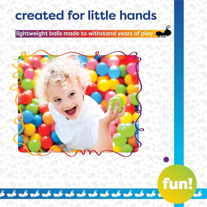 Antsy Pants 200 Ball Pit Balls, Ball Pit for Toddlers 1-3, Non-Toxic Materials, Lightweight, 5 Colors, Reusable Storage Bag, Plastic Balls for Ball Pit, Sensory Toys for Kids