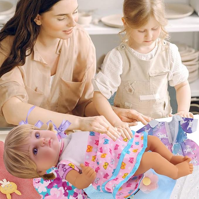 Alive Girl Baby Clothes - 6 Sets 12 Inch Baby Dolls Dress Accessories Include unicorrn Skirt Snow White Dresses Swimsuit Outfits, 12 Inch Doll Clothing for Girls Birthday Xmas Gift