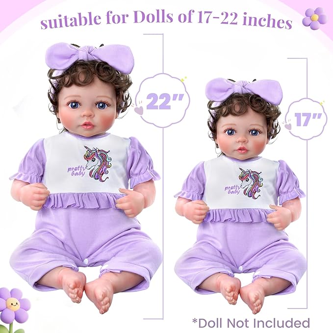 BABESIDE 8 Pcs Reborn Baby Doll Accessories Set – Includes Doll Clothes, Bassinet, Soft Toy, Bottle & More for Girls, Fits 17-22 Inch Dolls(Not Dolls)