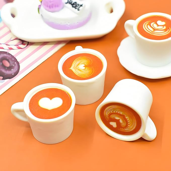 4Sets Kitchen & Dining Theme Miniature Dish Set ā 1:12 Scale Plates,Spoons & Coffee Cups,Realistic Porcelain Tableware for Dollhouse,Miniature Dinner Accessories,DIY Display&Decorative Utensils (Pink)