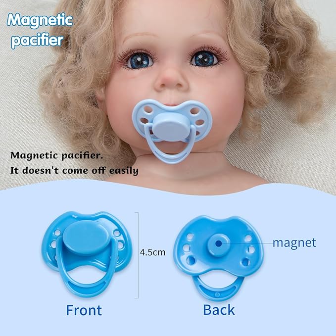 14 Pcs Reborn Baby Doll Accessories Set Fit 17-22 Inch Newborn Baby Doll Paper Diapers Blue Feeding Bottle Magnetic Pacifier Boy Girl