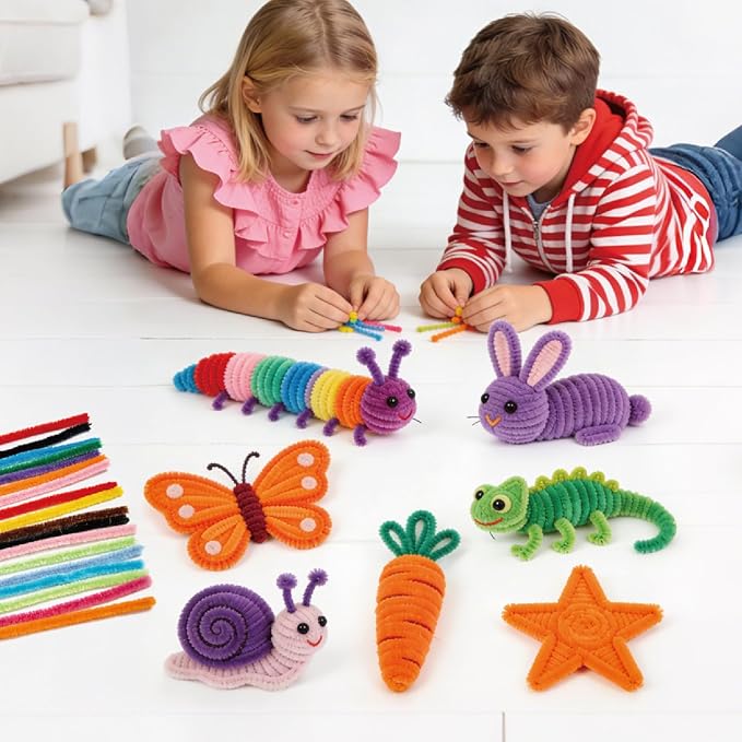 1000PCS 20 Colors Pipe Cleaners Bulk, Durable Chenille Stems, Multicolored Limpia Pipas, Pipe Cleaners Craft for DIY Crafts, Flower Making Kit, Arts and Crafts Supplies, School Decorations.