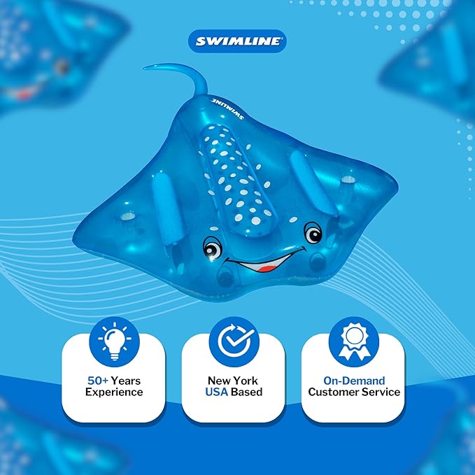 Swimline Manta Ray Inflatable Pool Ride On, Blue, 84" x 73" x 14"