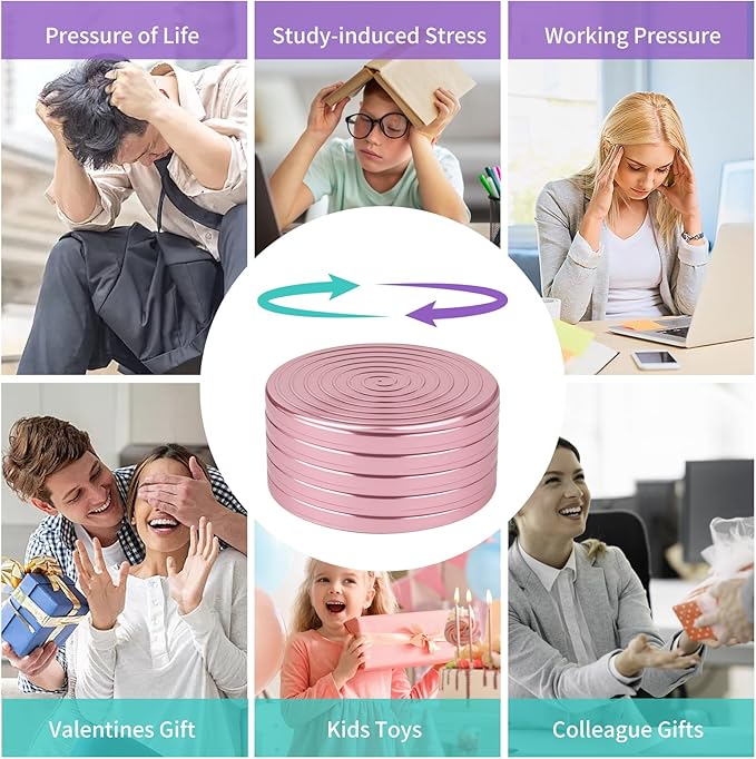 Kinetic Desk Toys, Fidget Toys Adults, 1.97'' Desk Toys for Office for Adults, Spinning Tops for Kids, Physics Toys Novelty Amusements (50MM, Rose Gold)