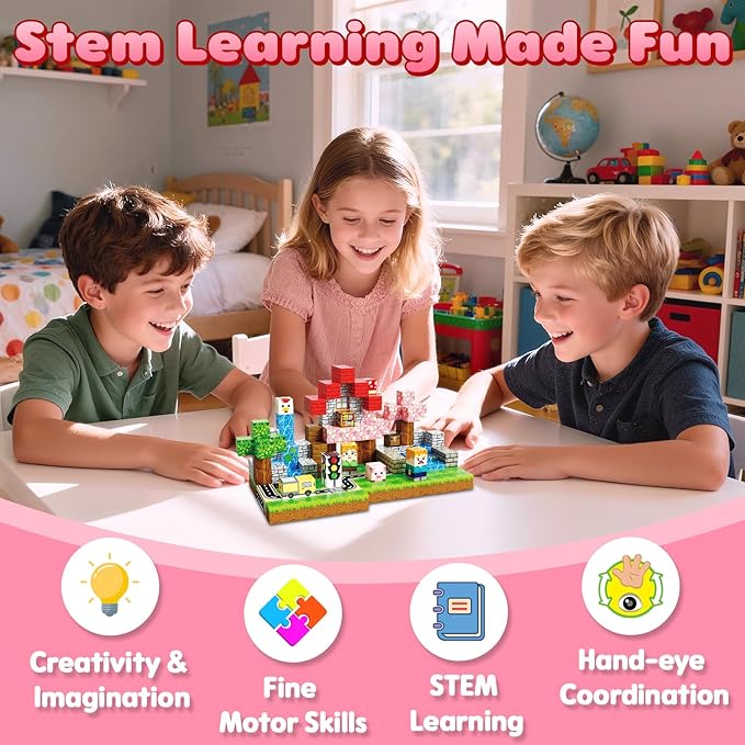Magnetic Blocks, 200PCS Magnetic Building Blocks, Stacking Magnets for Kids, Sensory Toy for STEM Constructions Magnet Blocks for Boys Girls Age 3+, Christmas Birthday Gifts