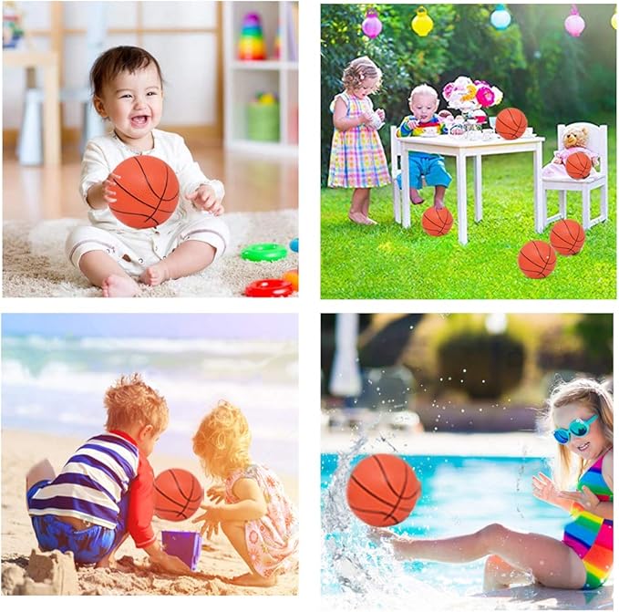 Hymaz 12 Pack 4 Inch Mini Basketball Ball, Small Basketballs Set with Pump for Toddlers Kids Basketball Gifts, Inflatable Ball for Basketballs Hoop Beach Pool Sports Arcade Games Party Favor