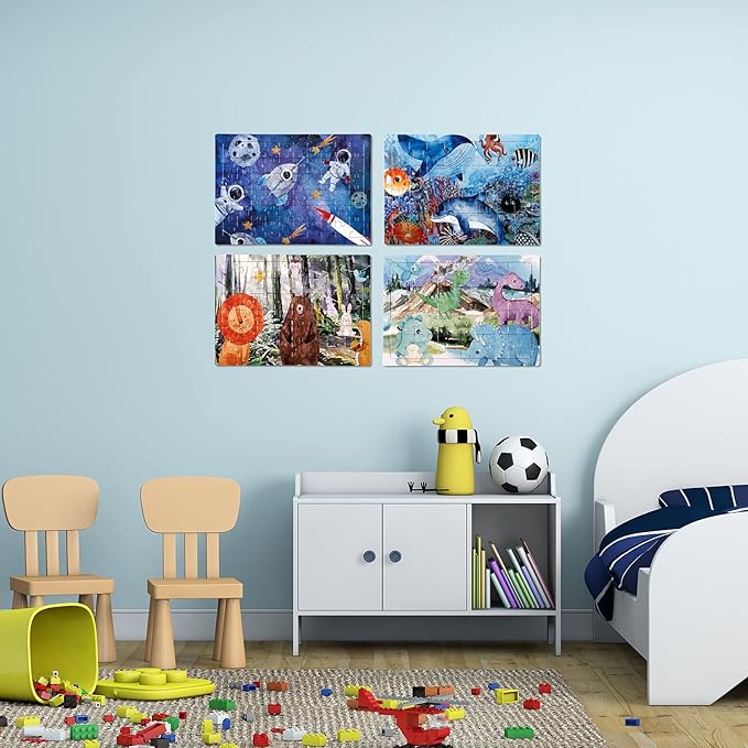 4 in 1 Increasing Difficulty Kid Puzzle for Kids, Ages 3-8, 24-60-Piece, Puzzles for Children Learning Educational Puzzle Toys for Boys and Girls Set for Kids(4 Puzzles)