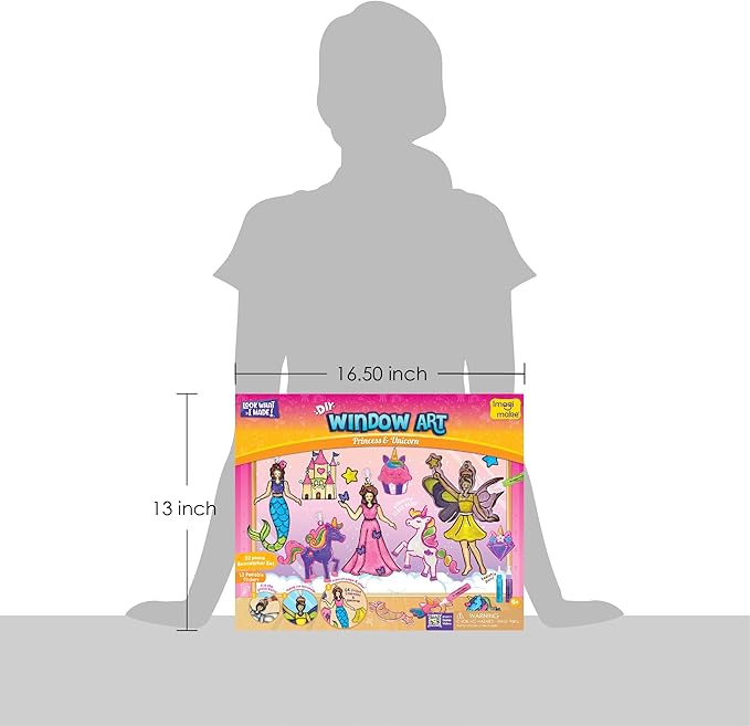 Imagimake Window Art Princess & Unicorn | DIY Suncatcher Kit for 5-8 Year Old | Princess & Unicorn Toys for Girls | Art & Craft Kits for Ages 6-8 | Easter Gifts for 5 Year Old Girls