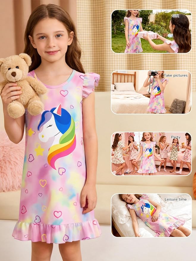 LQSZ Doll and Girl Matching Nightgown Outfit Pajamas Nightie Nightgown for Girls and Dolls Clothes