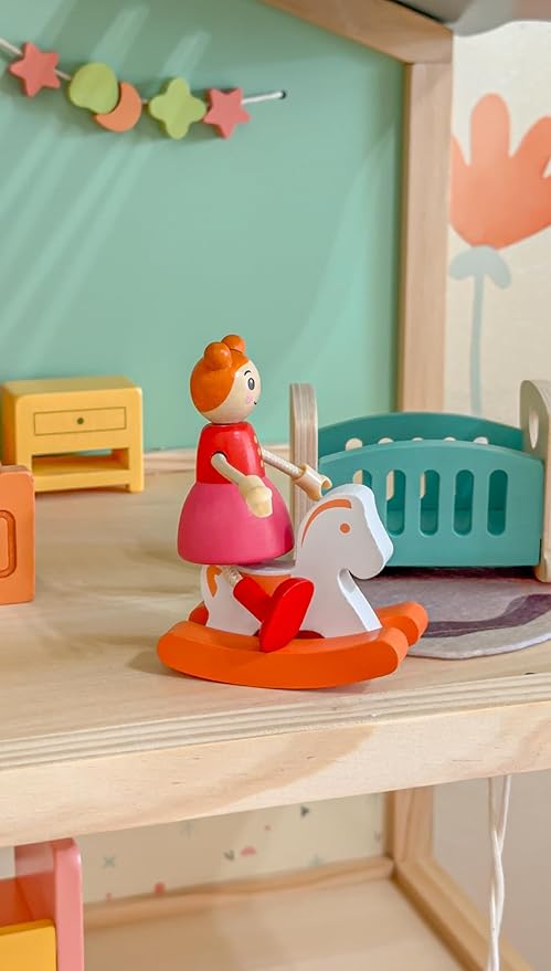 Giant bean 26 Pcs Large Wooden Dollhouse Furniture 5 Set for Kitchen, Living Room, Bedroom, Bathroom, Babyroom, Candy Dollhouse Accessories & Furniture Toy for Girls Boys Kids 3+
