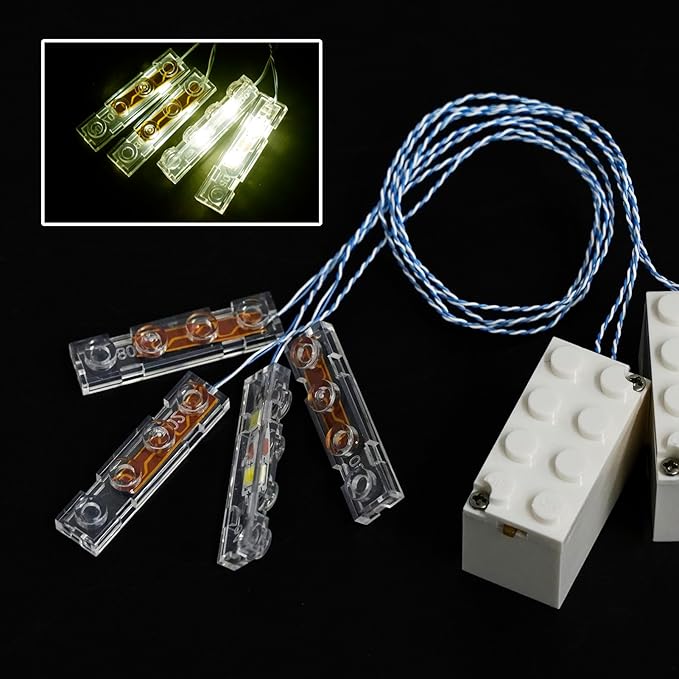 Light Up Bricks, 2 Sets 1X4 LED Lighting Kit, Classic DIY Lights Accessories Compatible with Major Brands