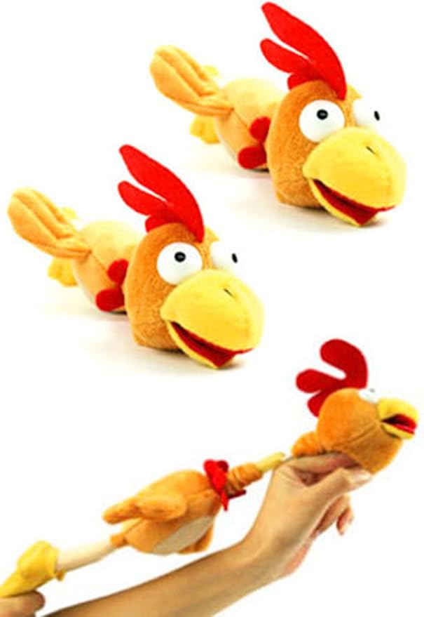 Playmaker Toys - Flying Screaming Flingshot Slingshot Novelty Chicken Plush Doll Toy, Launches up to 50 Feet