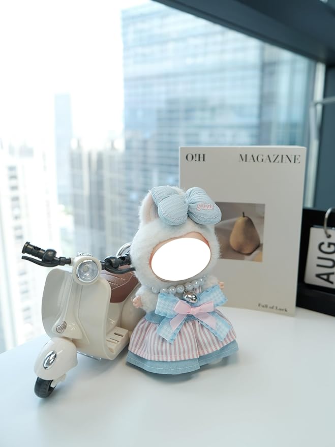 Clothes for 17cm Doll, 4 pcs Set Doll's Outfits Luxury Dress Skirt Butterfly Bow Headset Shoes Accessories Fashion Stylish Adorable Dolls Clothes (No Doll) (Bowknot Skirt Blue)