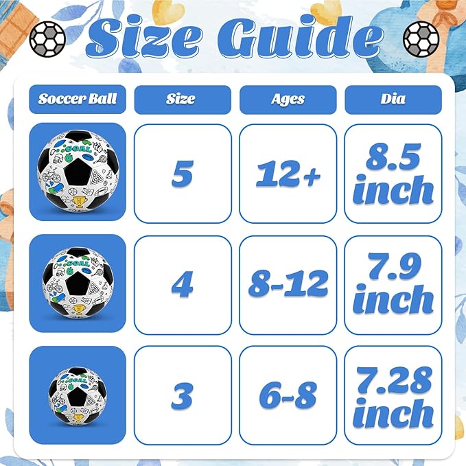 Size 3 Color Your Own Soccer Ball Black DIY Custom Craft Kit with Pump 12 Markers Personalized Youth Toddler Training Paint Your Own Toy Creative Gift for Kids (Black Soccer Ball, 3)