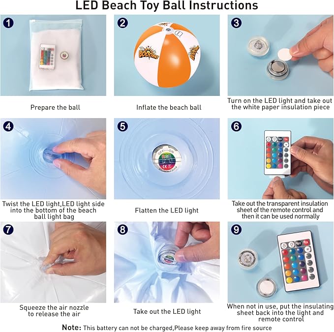 MIAOKE Funny and Playful Pool Toys 16 Inch 5 Pack- 16 Lighting and 4 Modes LED Beach Ball with Remote Control,Suitable for Pool Games Night Summer Pool Party,Outdoor Everybody Family Games, Yellow
