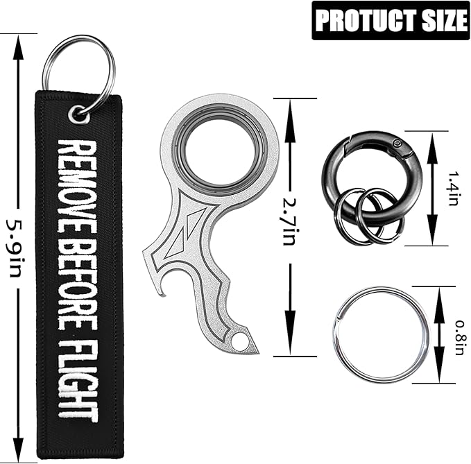 LENCLE Keychain Spinner Set,Fidget Toy,Full Metal Spinning Keychain Fidget with Tag for Motorcycles,Backpacks,and Men's Gifts