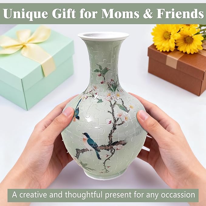 3D Puzzle Vase for Adults, 164 Piece Unique Flower Vase, Crafts for Adults, Home Decor Gift for Flower Arrangements