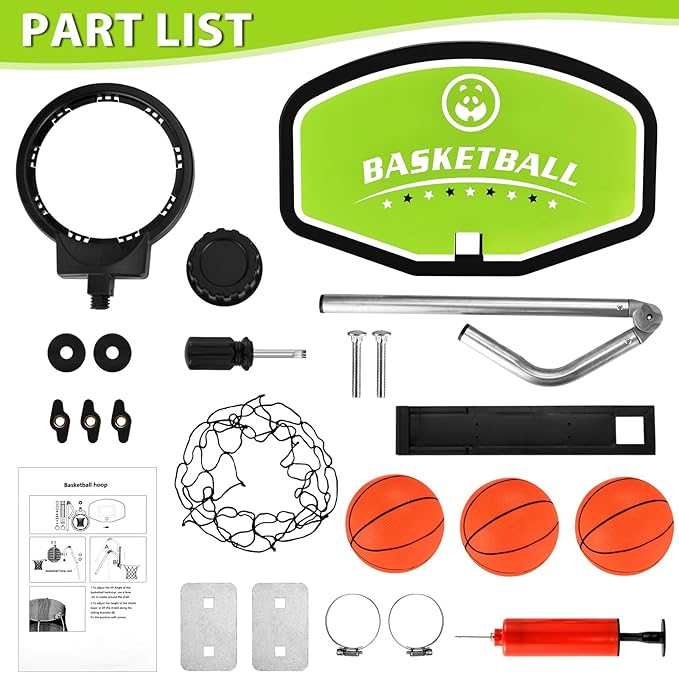 Trampoline Basketball Hoop, with Pump and Mini Balls, Easy to Assemble Sturdy for Dunk Fit, Waterproof, Accessory of Trampoline
