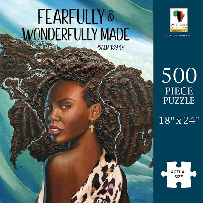 African American Expressions - Wonderfully Made Puzzle – 500-Piece African American Jigsaw Puzzle for Adults | Inspirational Black Girl Puzzle for Art and Culture Lovers