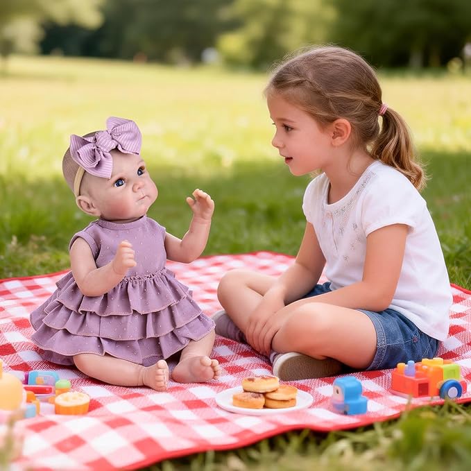 Aori Lifelike Reborn Baby Dolls - 20'' Realistic Newborn Girl Weighted Real Baby Doll with Purple Outfit Set - Soft Cloth Body for Cuddling, Gift for Kids 3+