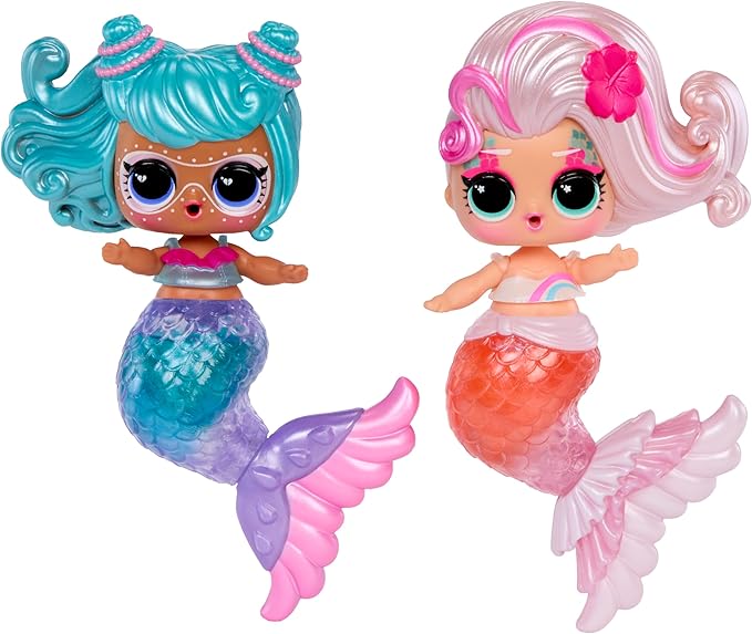 LOL Surprise Mermaids Makeover Magic Tots with DIY Wearable Lip Gloss Makeup for You and Your Doll, Fun Water Play, Gift for Kids Ages 4+ (Pack of 2)