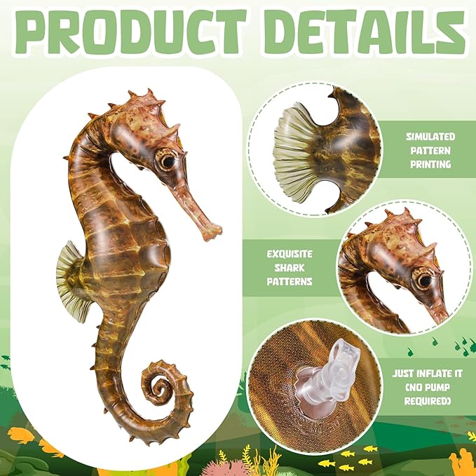 Leyndo 6 Pcs 23.6 Inch Summer Inflatable Seahorses Pool Balloons Large Inflatable Seahorses Pool Birthday Party Decorations Animal Float Ornament for Birthday Party Favors Supplies Gift