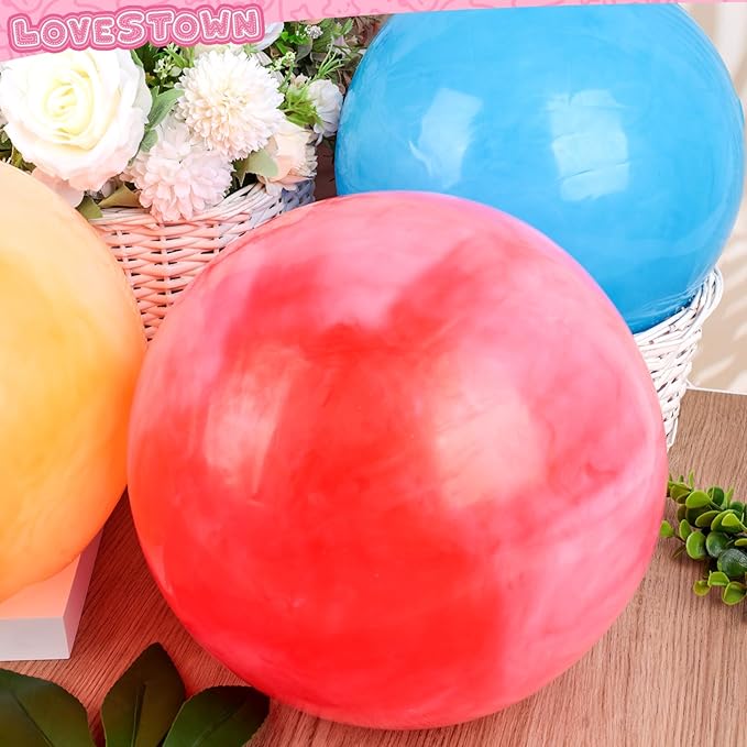 LovesTown 3PCS Playground Balls, 14 Inch Bouncy Balls Inflatable Dodgeball Kickballs with Hand Pump, for Kids Indoor and Outdoor