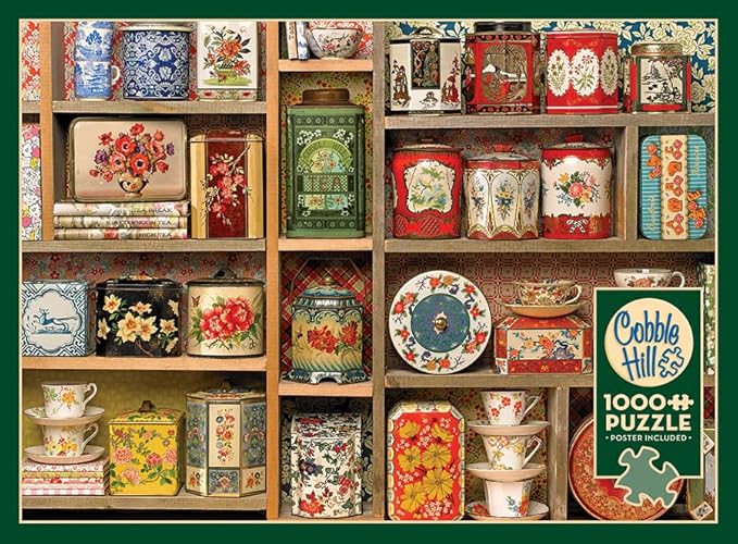 Cobble Hill 1000 Piece Puzzle - Vintage Tins - Sample Poster Included