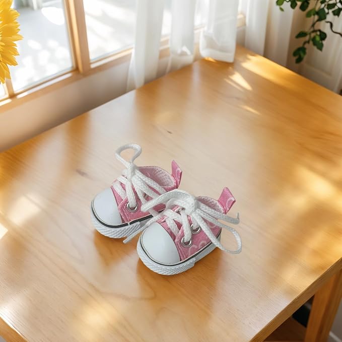 Premium Doll Shoes for Lububu, Cute Doll Shoes for 4-7in Dolls, Ideal for Lububu Outfits(Pink Canvas)