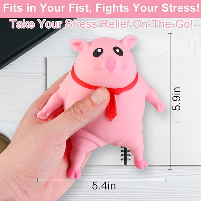 Indestructible Pig,Squishy Toys,Stretchy Glue-Sand Filled Rubber Pig,Animal High-Elastic Stretchable,Decompression Toy for Adults(5.1*5.1In)