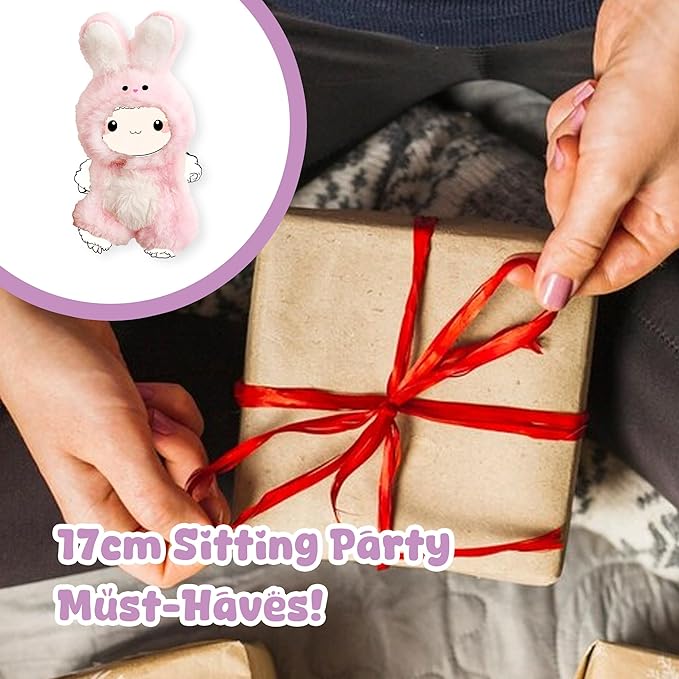 Handmade 17cm Doll Clothes - Cute Styles 15cm/17cm Dolls Outfits, Burgundy Bow - Burgundy Dress - Brown Shoes for Dress Up Gift (Little Pink Rabbit)