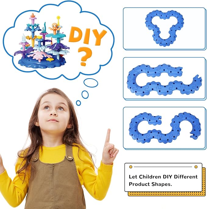 Coral Garden Flower Building Toys for for Toddlers 3-5 Year Old,Upgrade DIY Building Blocks Toys for Ages 2-4 Girls,Educational STEM Christmas Birthday Gift for Kids(76PCS)