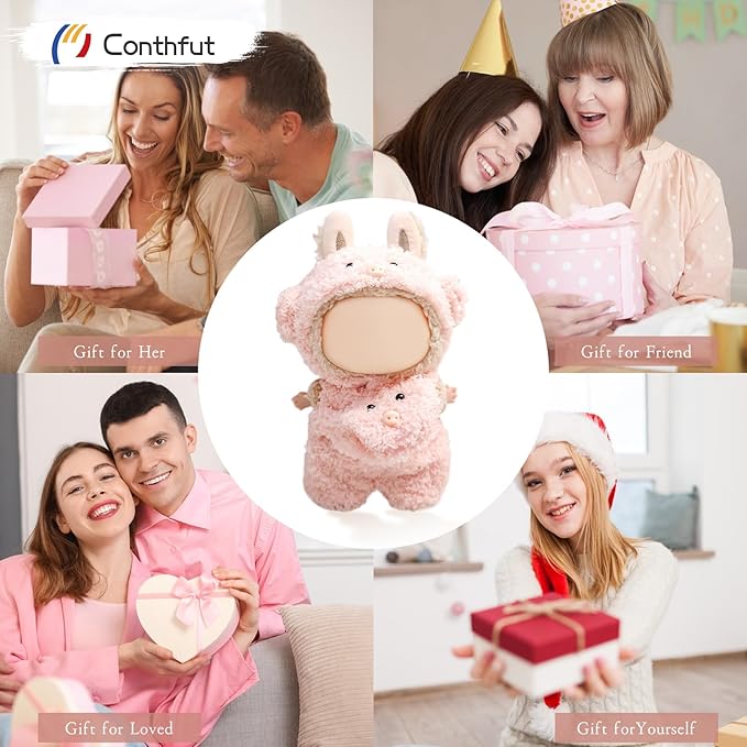17cm Doll Clothes, Clothes for Dolls Outfit, Accessories for Dolls Clothes,Cute Clothes Set for Doll,No Doll Include (Pink Pig)