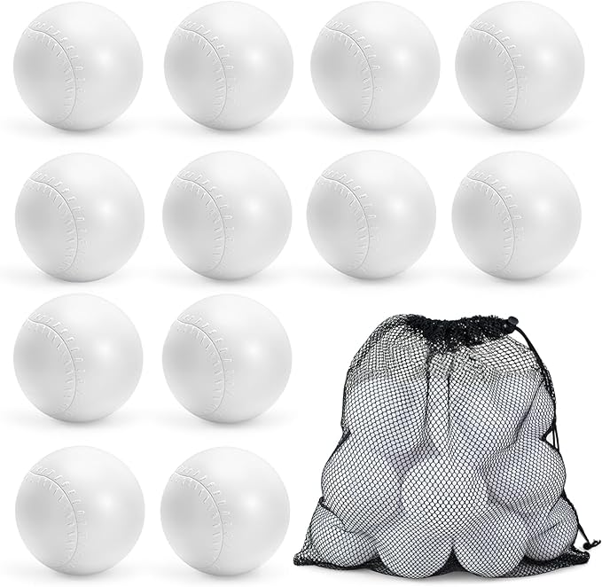 12 Pack Plastic Toddler Baseballs Replacement T-Ball Set, Baseball Hitting Practice & Training, Sports Party Gifts - Perfect Plastic Baseballs for Tee-Ball Practice
