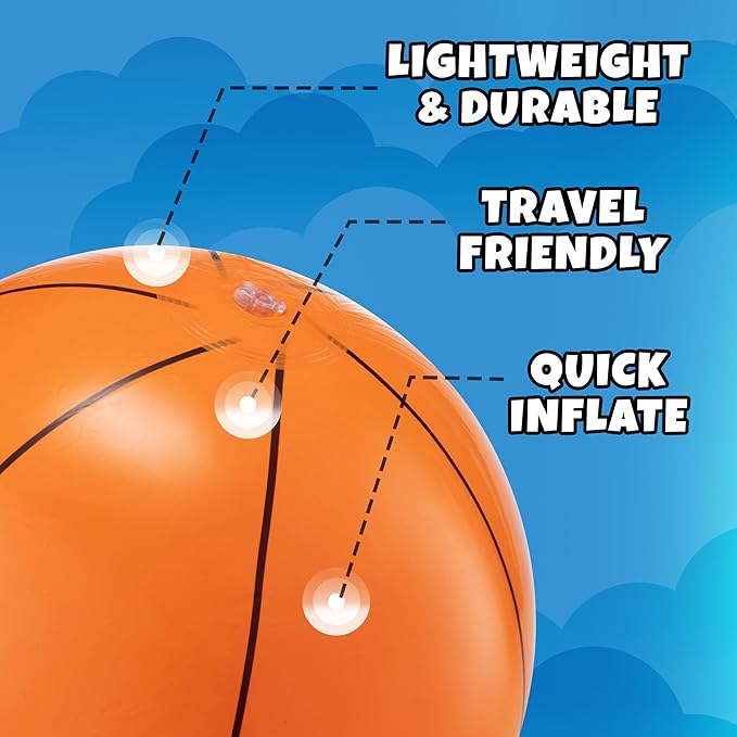 Inflatable Beach Balls (6 Pack) - 16-Inch Durable PVC Blow Up Beach Balls for Kids, Easy to Inflate, Summer Pool Float, Party Favors, Sports Theme Decorations, Giveaways & Outdoor Toys