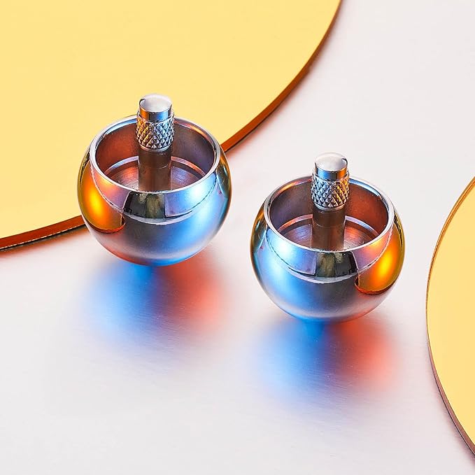 Skylety 2 Pieces Metal Spinning Top Aluminum Flip Over Top Spinner Gyroscope Stainless Steel Toy for Adults Kill Time Stress Anxiety Gift(Silver)