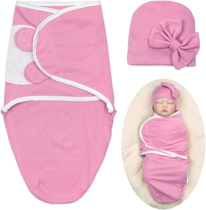 Reborn Baby Doll Clothes 22 inch Girl Outfit for 17''-22'' Baby Doll Newborn Girl Pink Swaddle Hat (Pink)