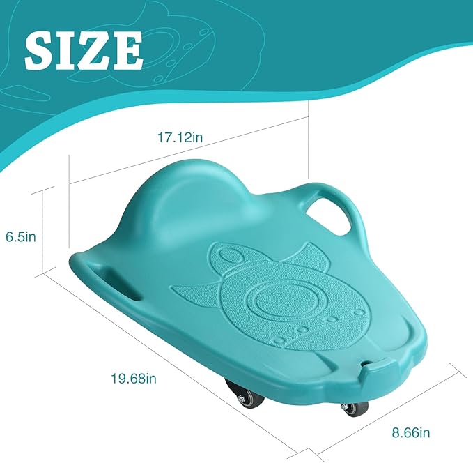Large Scooter Board for Kids, Plastic Floor Scooter Board with Handles and Buckle, Gym Scooters for Indoor Outdoor Sports,Sensory Training