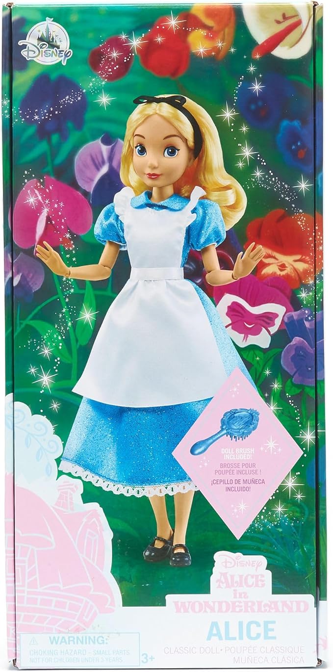 Disney Store Official Princess Classic Doll (Alice), 11 Inches, Includes Brush with Molded Details, Fully Posable Toy in Classic Outfit - Disney Princess Toys
