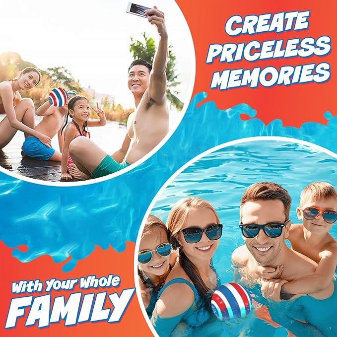 Activ Life Ultimate Pool Ball - Water-Fillable Underwater Ball - Passing, Dribbling & Diving - Fun Swimming Pool Toys for Kids & Adults - Summer Gifts & Beach Games for Family - Blue/Red, 6"