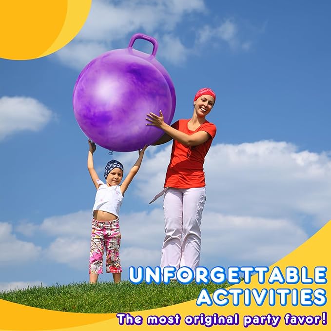 Lewtemi 2 Pcs 29 Inch Big Hopper Ball Jumping Hopping Inflatable Bouncing Ball with Handle and Air Pump for Adults Carnival Outdoor Sports Game(Gradient Purple, Gradient Blue)