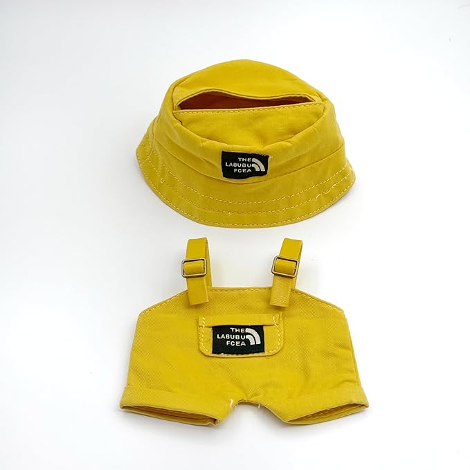Clothes for Labubu (NO Doll) 17 cm/6.7inch Doll for Labubu Clothes Labubu Accessories Overalls Hat Glasses Dress up Stylish Outdoor Cute for Labubu Outfits (D)