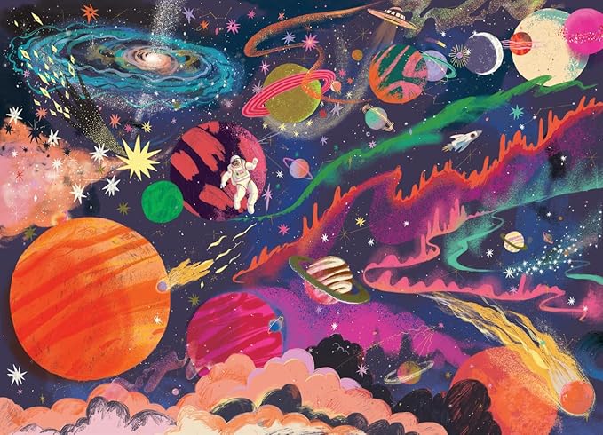 Elena Essex Puzzles for Adults 1000 Pieces - Outer Space, 1000 Piece Puzzle for Adults, Jigsaw Puzzles 1000 Pieces, Solar System Planet Spaceman Moon Space Puzzle, Size 28x20 inches