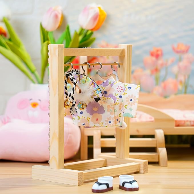 17cm Doll Clothes,Outfit Accessories Kimono Set for 6.7inch Dolls Girl, Kawaii Chic Style Flower Hairbow+Purple Clothing+Cute Mask+Shoes(NO Doll)