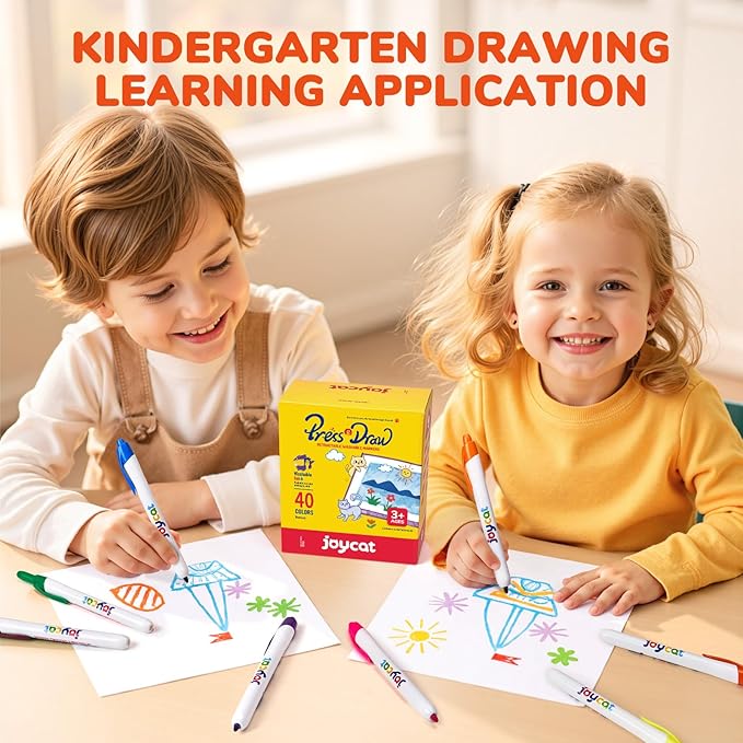 JoyCat Click & Draw Washable Markers for kids with Retractable Tips,40 Colors Markers Set,retractable marker for Toddlers Kids, Ideal arts & crafts supplies,coloring markers,Holiday Gifts for Kid.