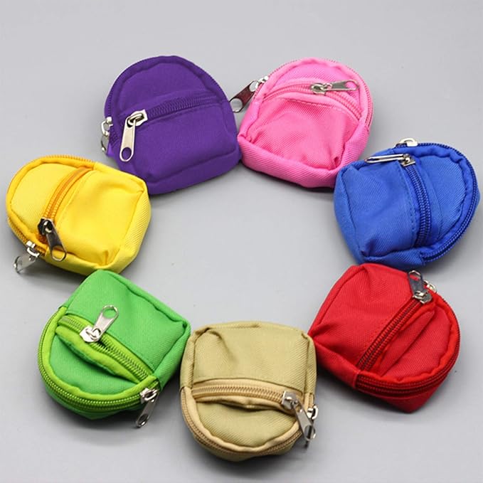 SOTOGO 10 Pieces Doll Backpacks Mini Dolls Zipper Backpack Dollhouse Accessory Bags Doll Accessories for Daily Supplies