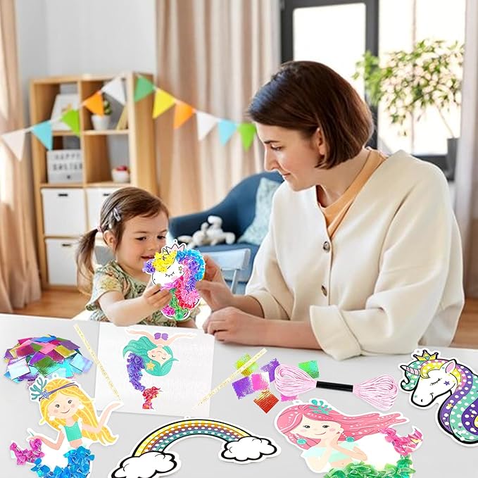 Poke in Fun Art Fabric Craft, Arts and Crafts for Kids,DIY Craft Kits,Create Mess Free Craft,Art Activity Birthday Christmas Gift Ideas for Children,Rainbow Toys for Girls and Boys Ages 4-10+