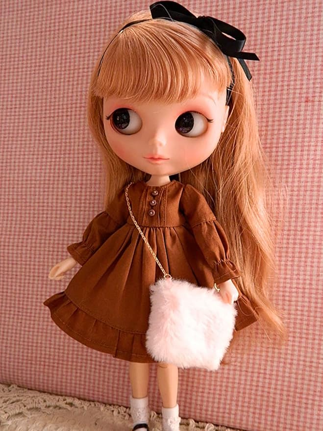 Doll Clothing Fashion Dress for Blyth,Ob24,Licca,Azone BJD Doll Clothes Toys Accessories Gifts (Caramel)(Only Clothes)