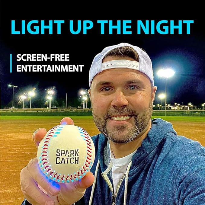 SPARK CATCH Light Up Baseball, Glow in The Dark Baseball, Sports Gear Accessories Gifts for Boys 8 9 10 11 12 13 14 15 Years Old, Kids Teens All Ages Gift Ideas